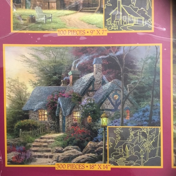 3 Jigsaw Puzzles Glow In the Dark Thomas Kinkade - Picture 3 of 6